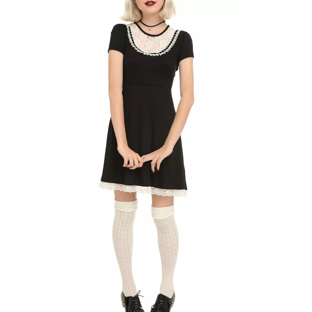 Hot Topic Midnight Hour Dress Size 3X New Black Lace Goth Wednesday Adams